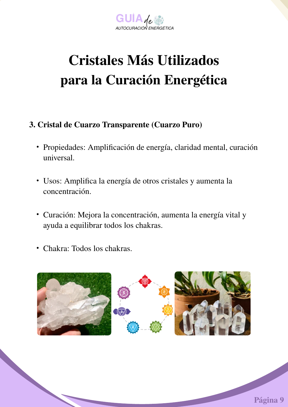 Página en español sobre cuarzo transparente