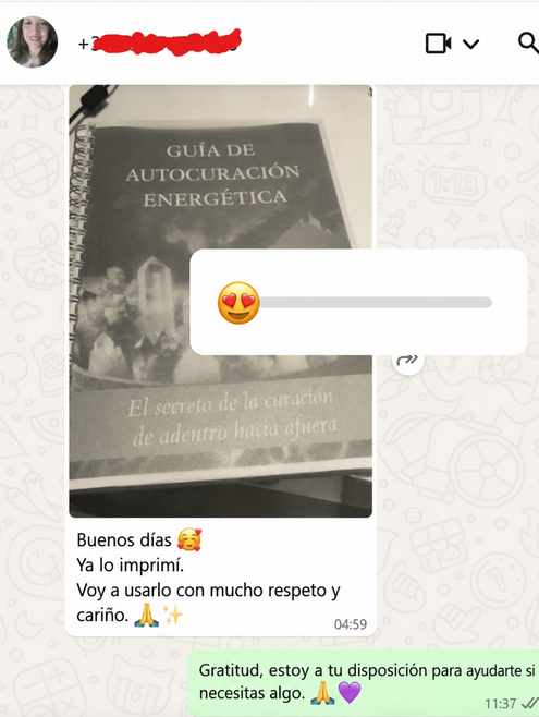 Testimonio de cliente en WhatsApp traducido al español